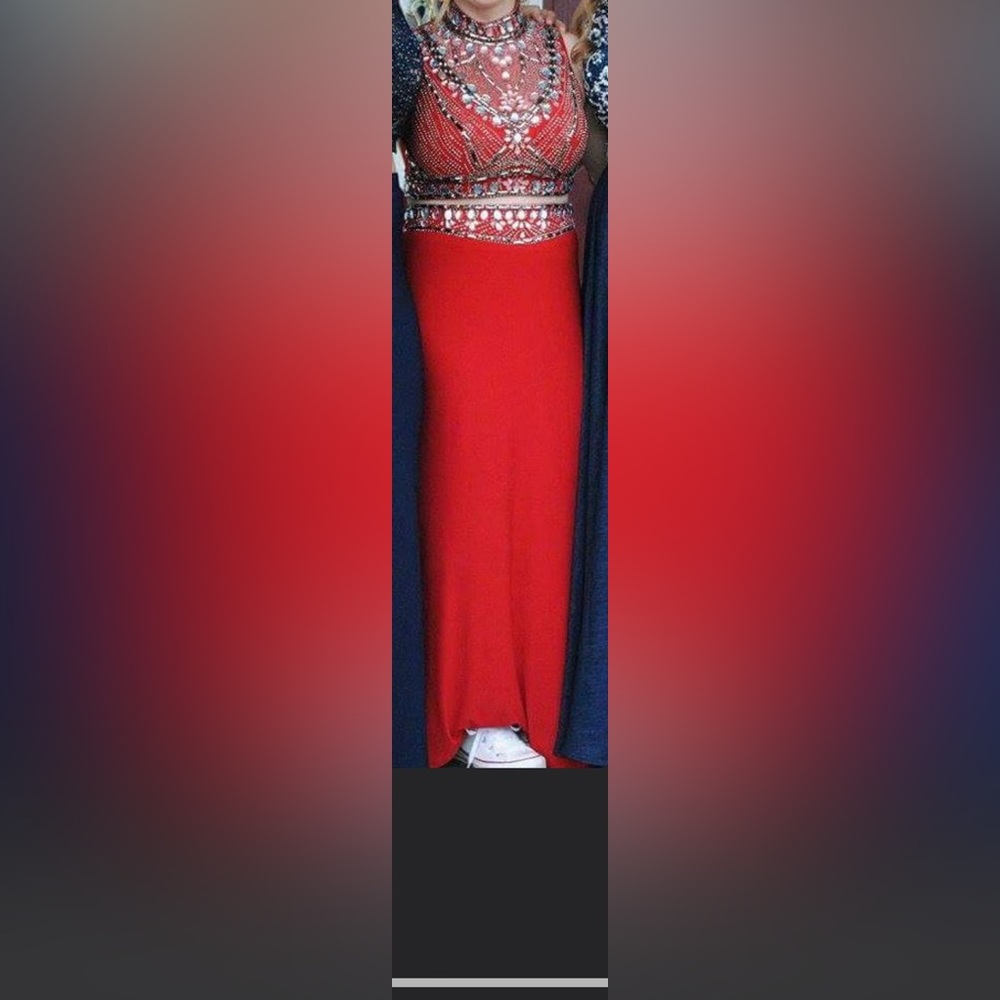 Red two piece prom dress